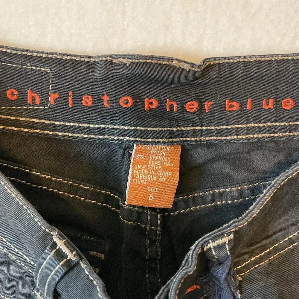 Christopher Blue‎ Womens Cropped Stretch Pocket Black Capri Jeans, 6